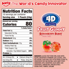 Bonbons gélifiés aux fruits 4D - Fourrés au jus de fraise - 85 g