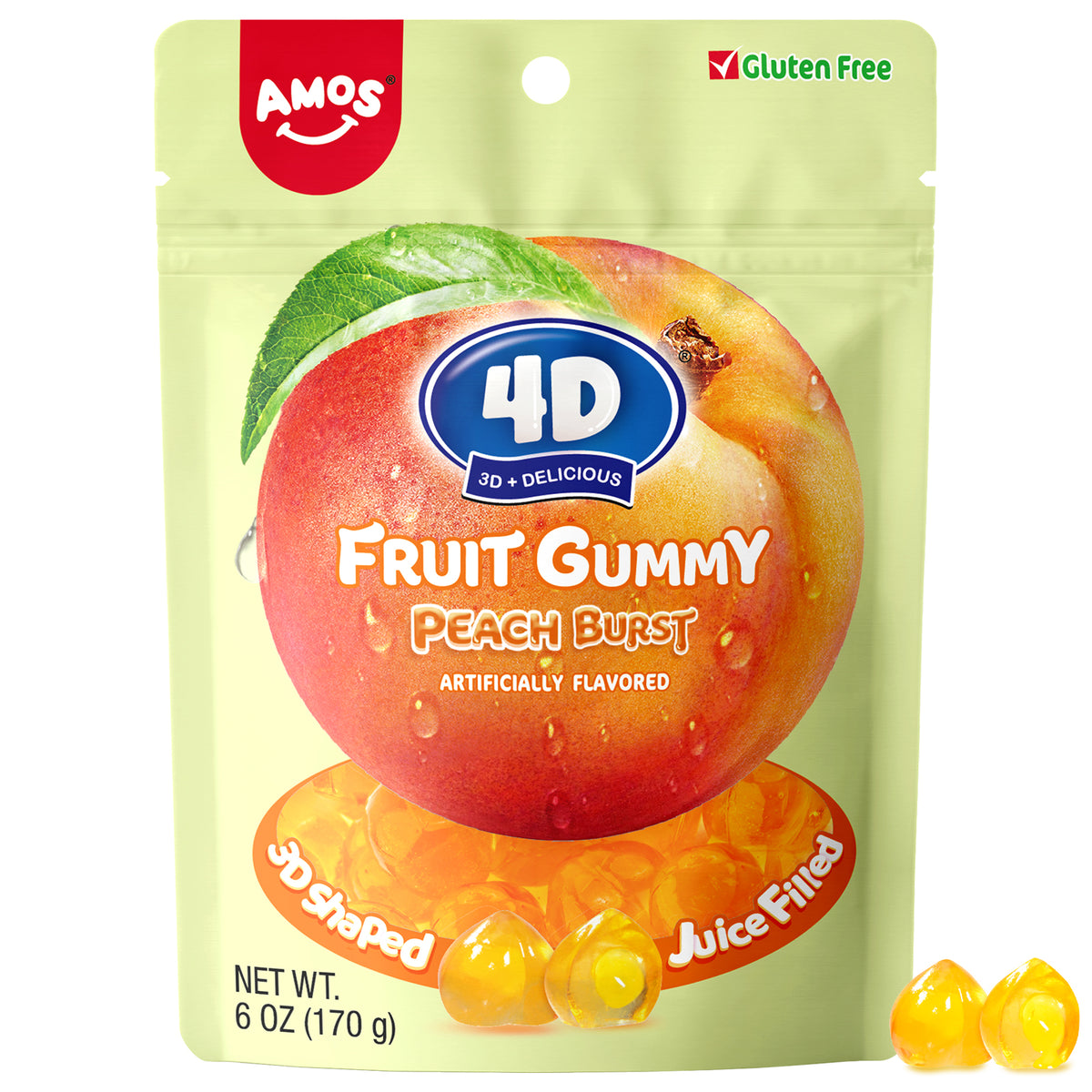 4D Fruit Burst Gummy Yellowpeach Flavor - 170g