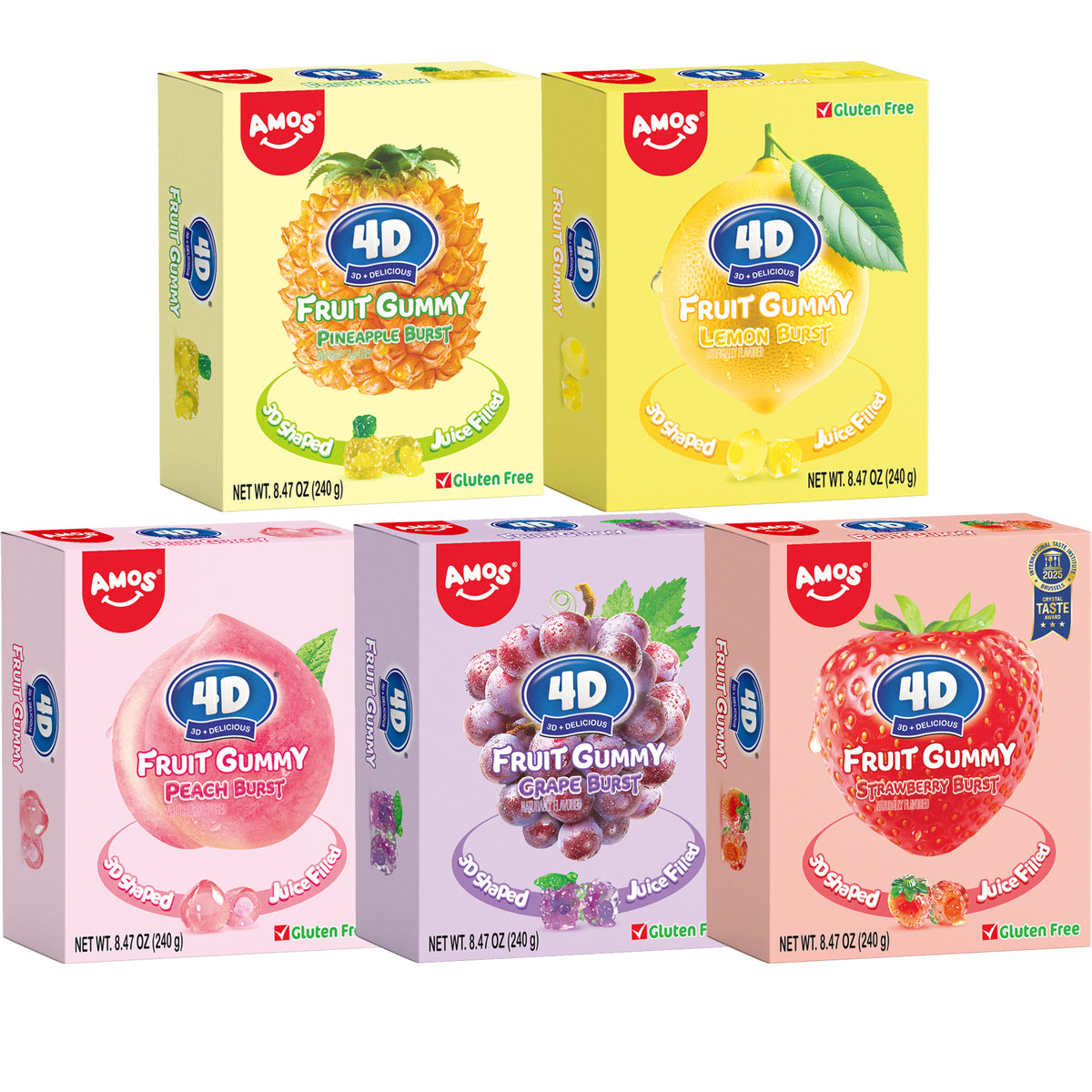 Bonbons gélifiés aux fruits 4D - Remplis de jus éclaté (saveur mixte - 5 sachets) - 65 g/sachet 