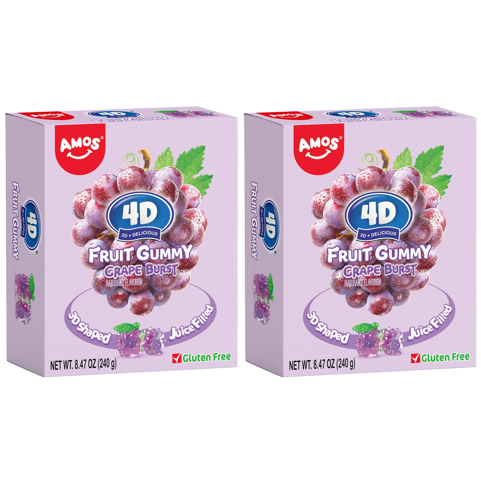 Bonbons gélifiés aux fruits 4D - Fourrés au jus de fraise - 85 g 