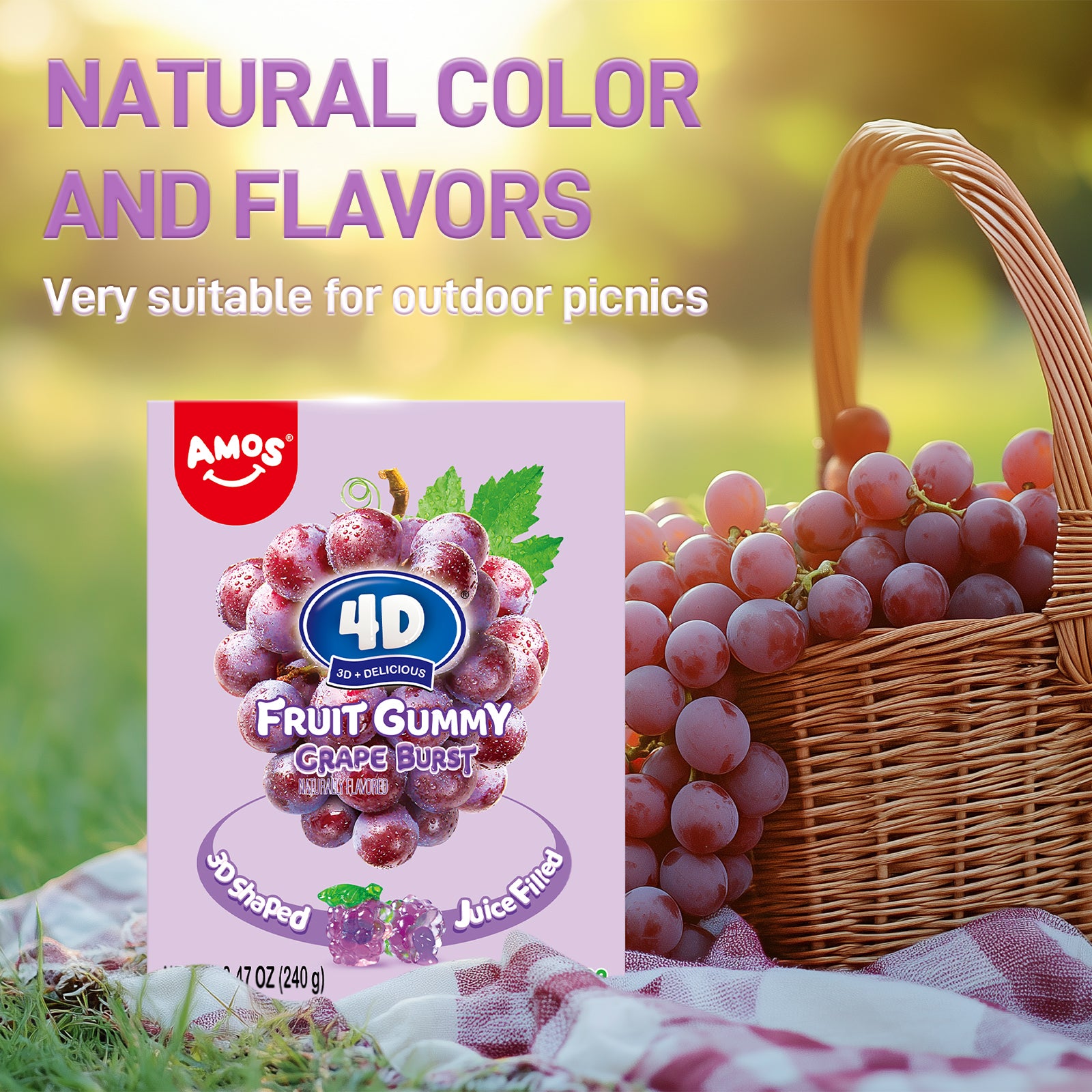 Bonbons gélifiés aux fruits 4D - Fourrés au jus de fraise - 85 g 