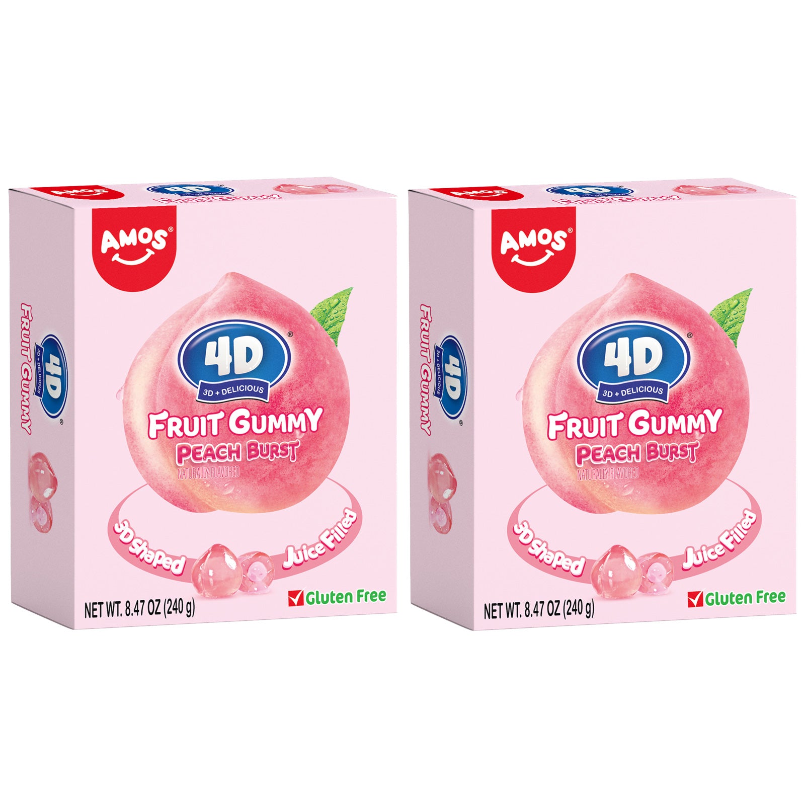 Bonbons gélifiés aux fruits 4D - Fourrés au jus de fraise - 85 g 