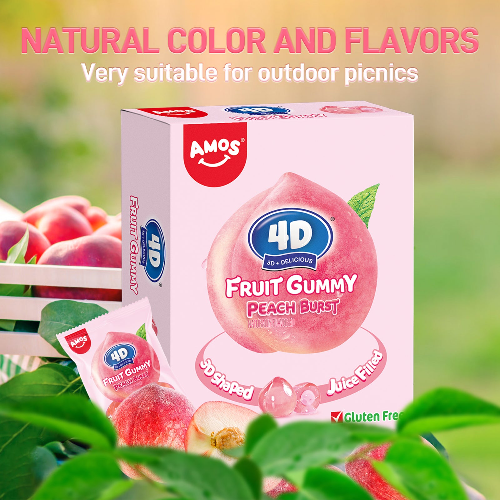 Bonbons gélifiés aux fruits 4D - Fourrés au jus de fraise - 85 g 