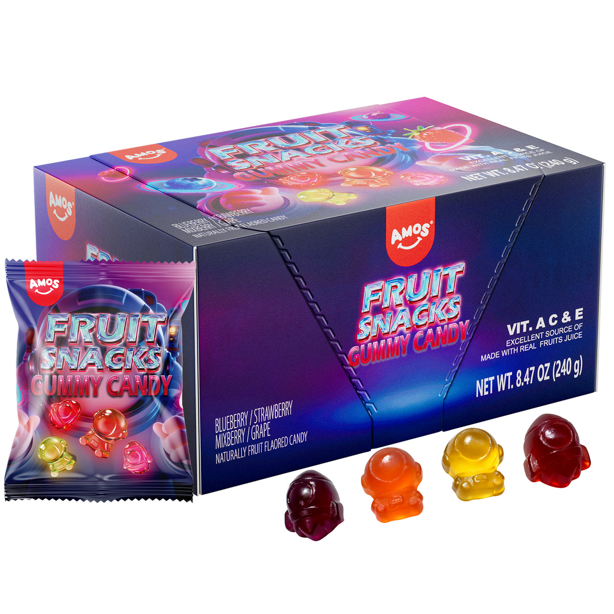 4D Space-themed Fruit Snack Gummy - 8.47oz Box