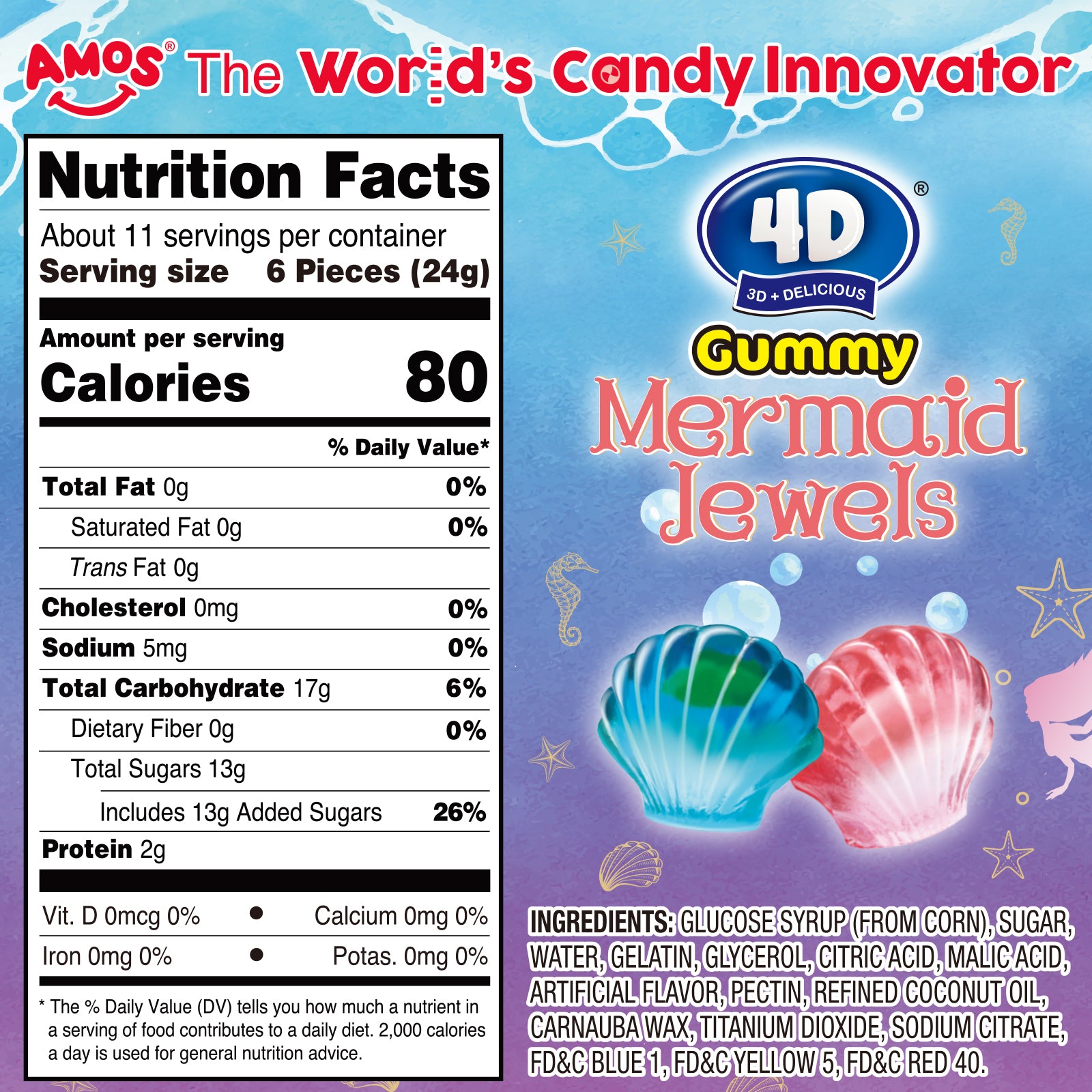 Amos 4D Mermaid Jewels Gummy Candy
