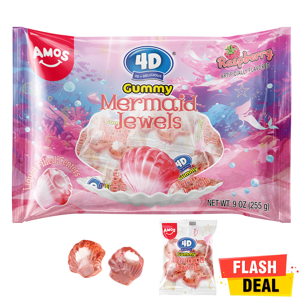 Amos 4D Mermaid Jewels Gummy Candy - pink - 255g/bag