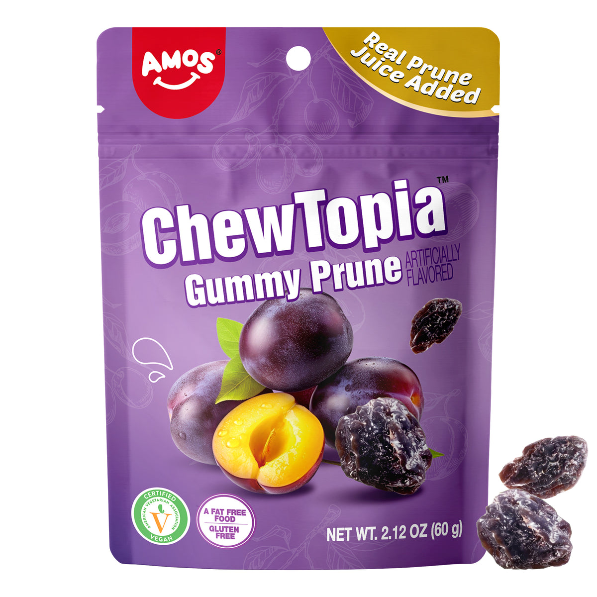 Amos Prune Gummy Jerky ChewTopia – Vegan – 60g