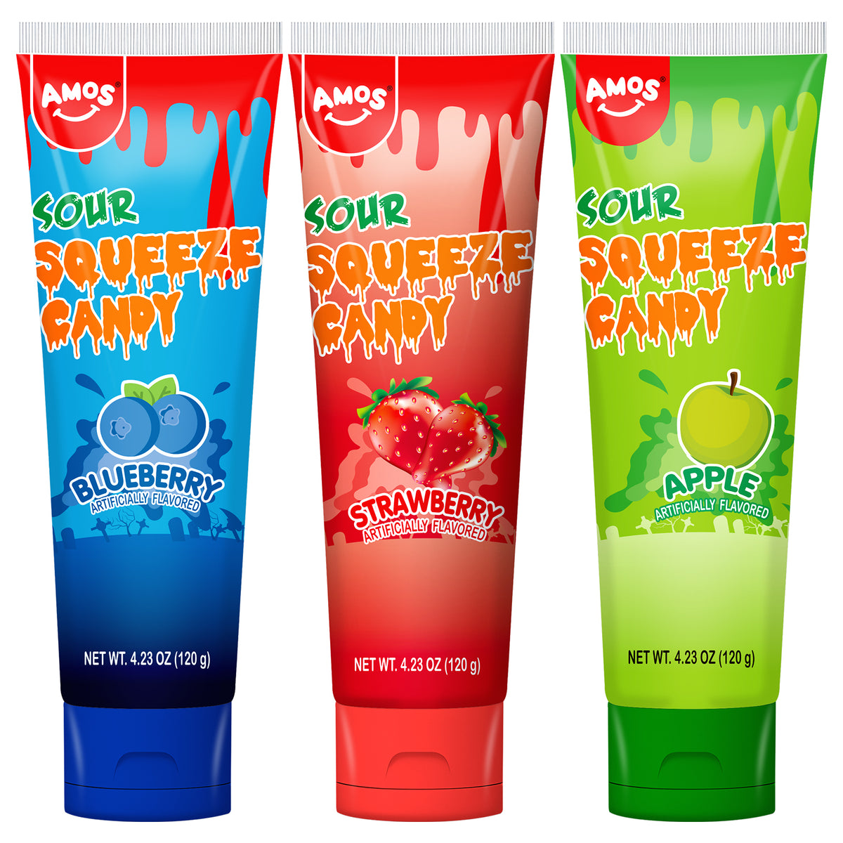 Amos Sour Liquid Squeeze Candy 4.23 oz (3 Pack)