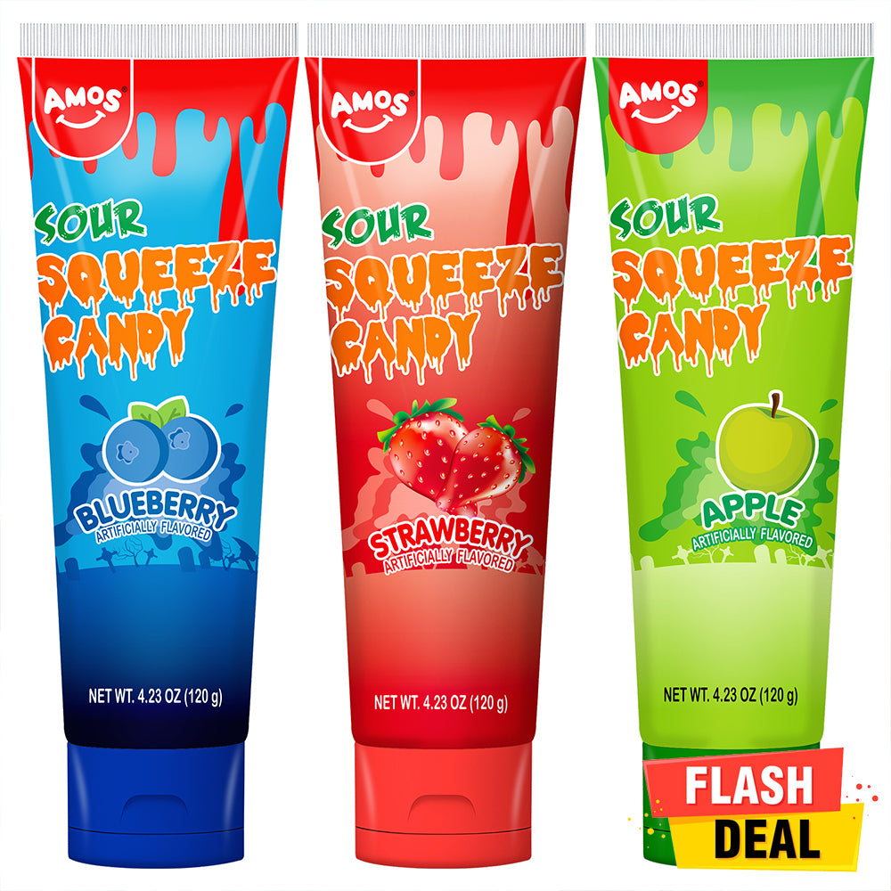 Amos Sour Liquid Squeeze Candy 4.23 oz (3 Pack)