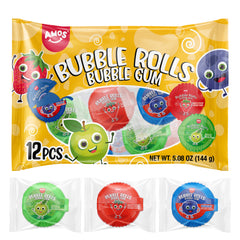 Amos Bubble Rolls Gum - 144g/bag