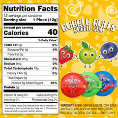 Amos Bubble Rolls Gum - 144g/bag