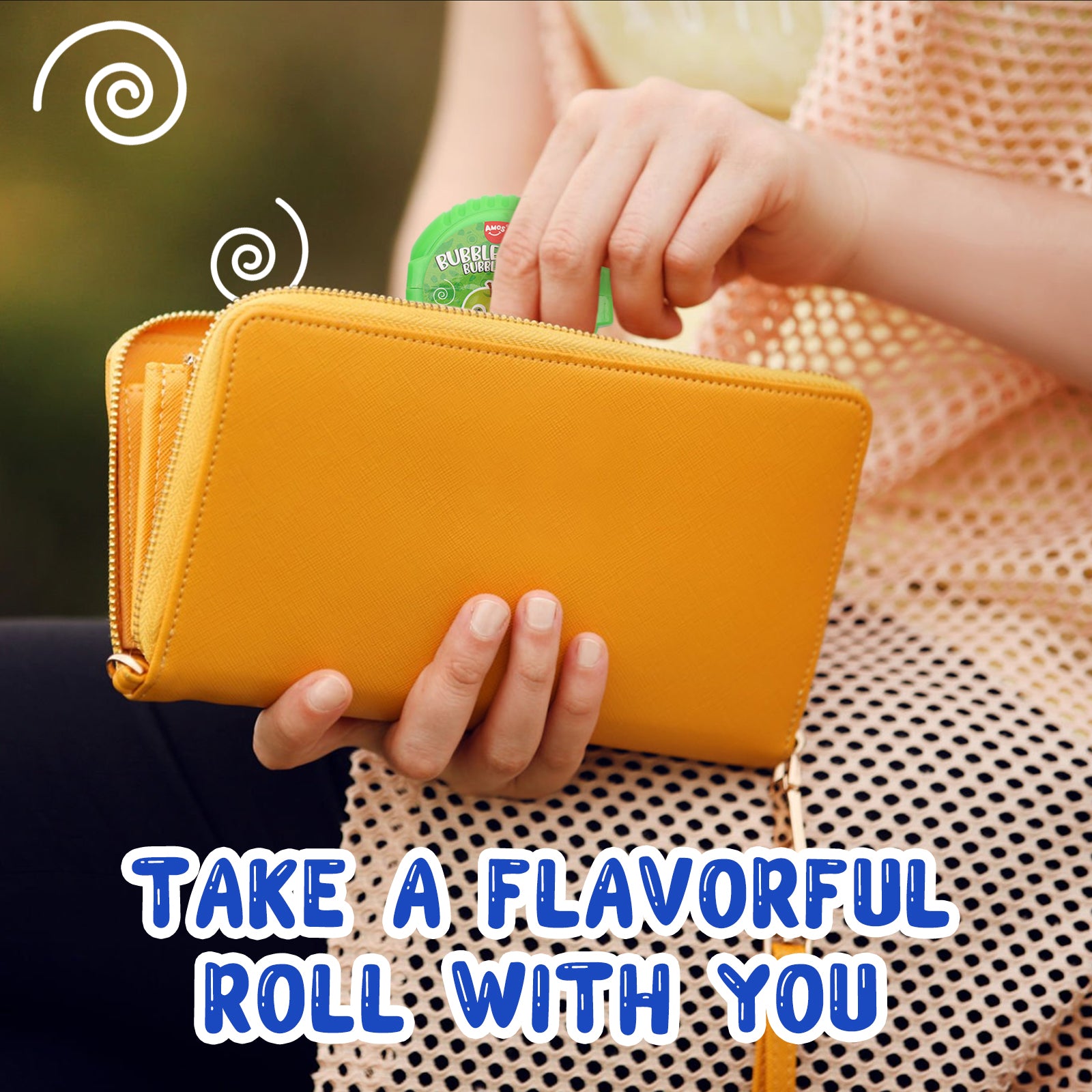 Amos Bubble Rolls Gum - 144g/bag