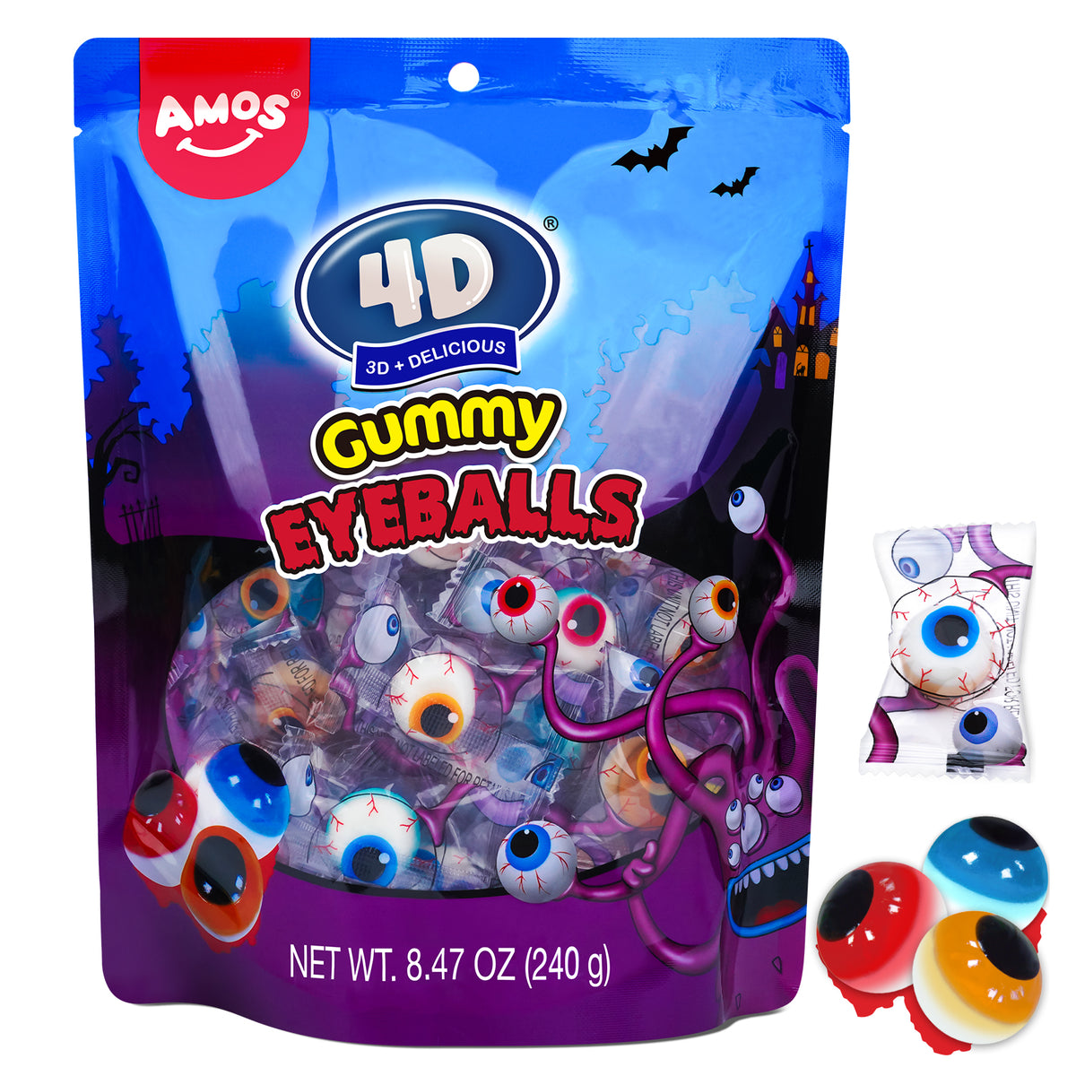 Bonbons d'Halloween - Gommes pour les yeux 4D - 240 g/sachet