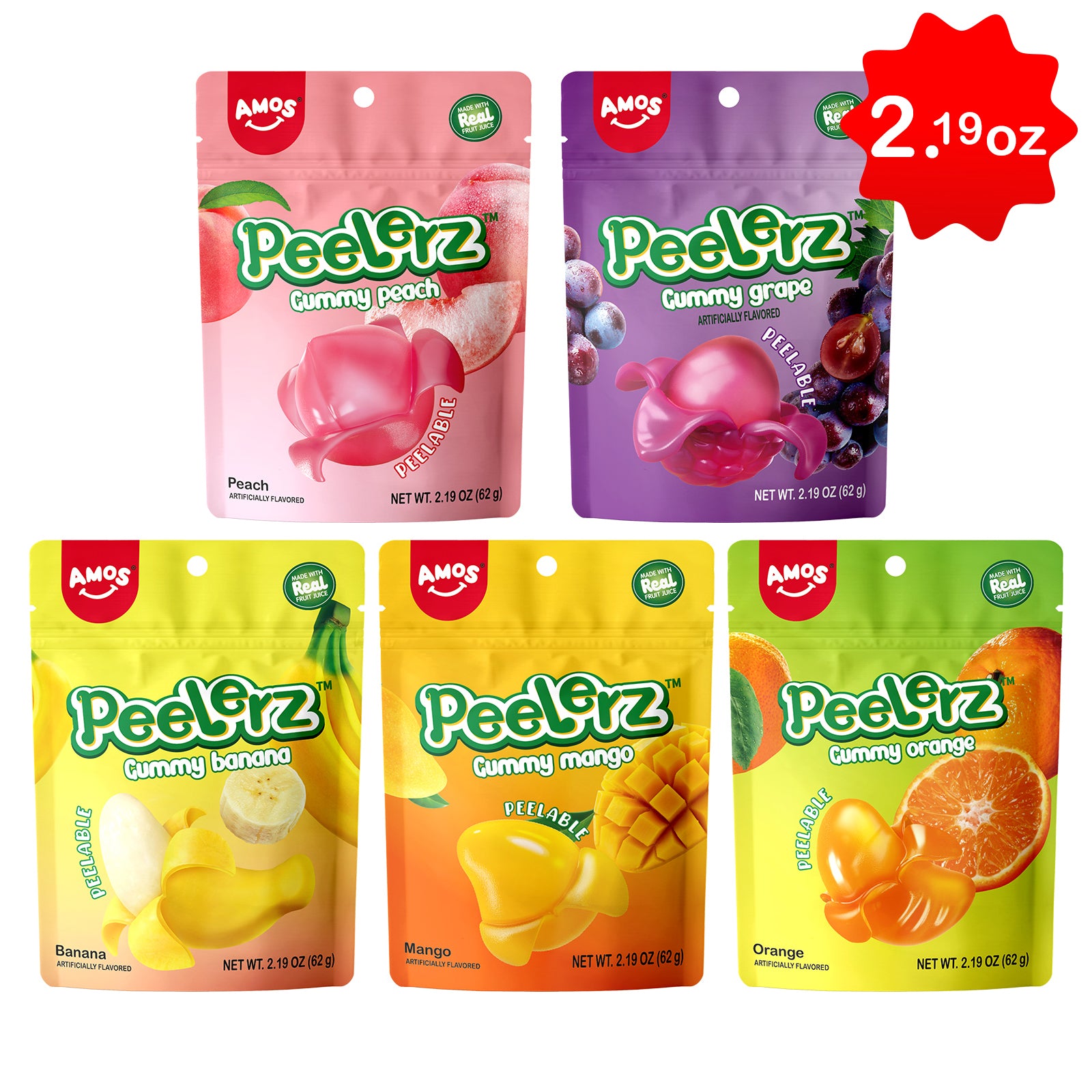 Peelerz - Peelable Gummy（Mix Flavor-5 bags）- 62g/bag
