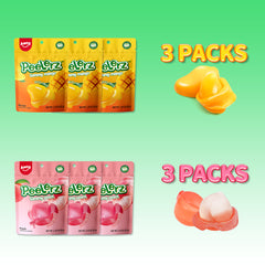 Peelerz - Peelable Gummy - 6 bags（ 3 Mango+3 Peach Flavor）- 62g/bag
