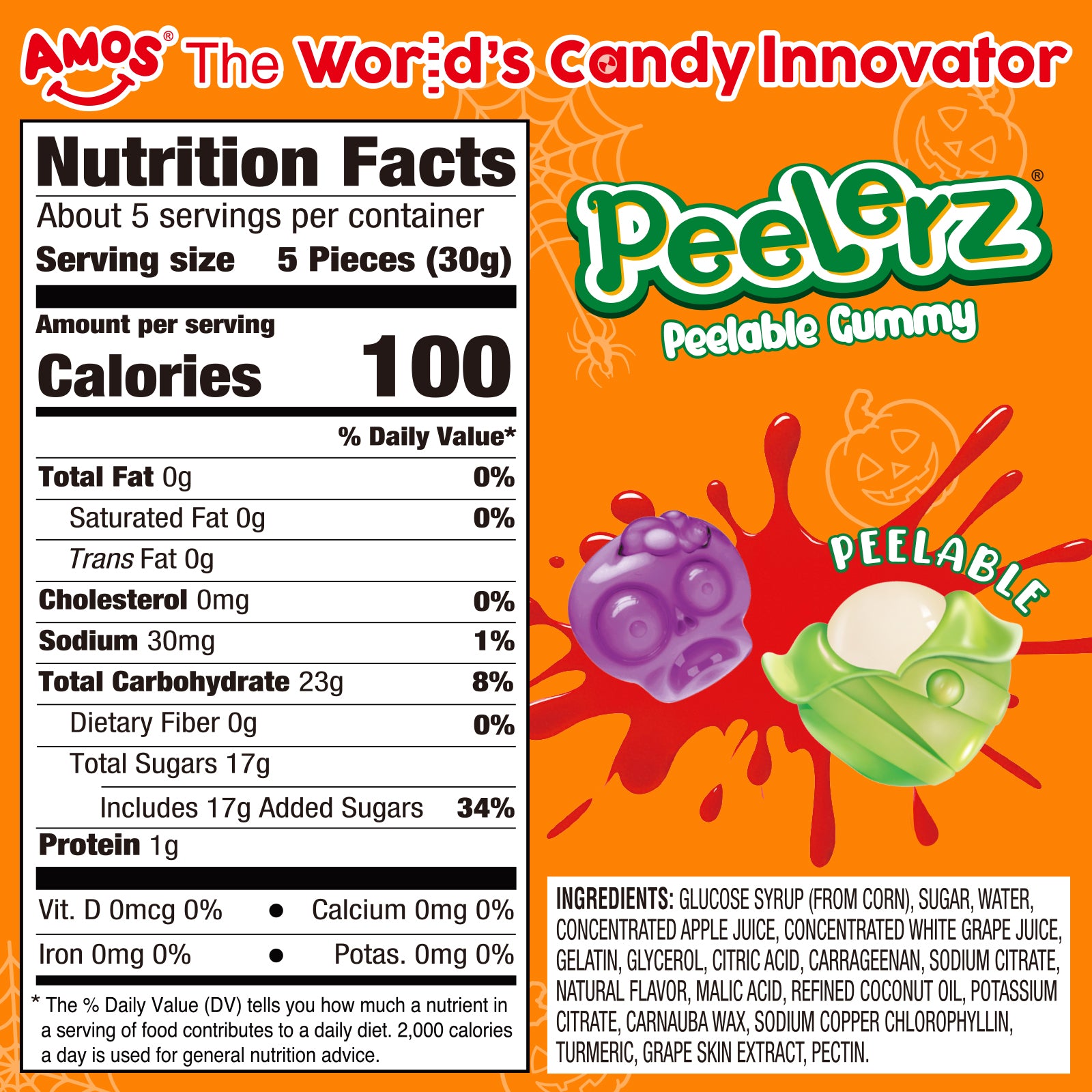 Peelerz - Peelable Gummy Jack-o'-lantern - Pumpkin Decoration