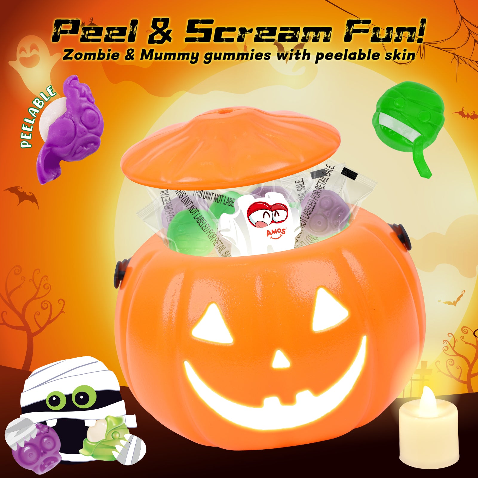 Peelerz - Peelable Gummy Jack-o'-lantern - Pumpkin Decoration