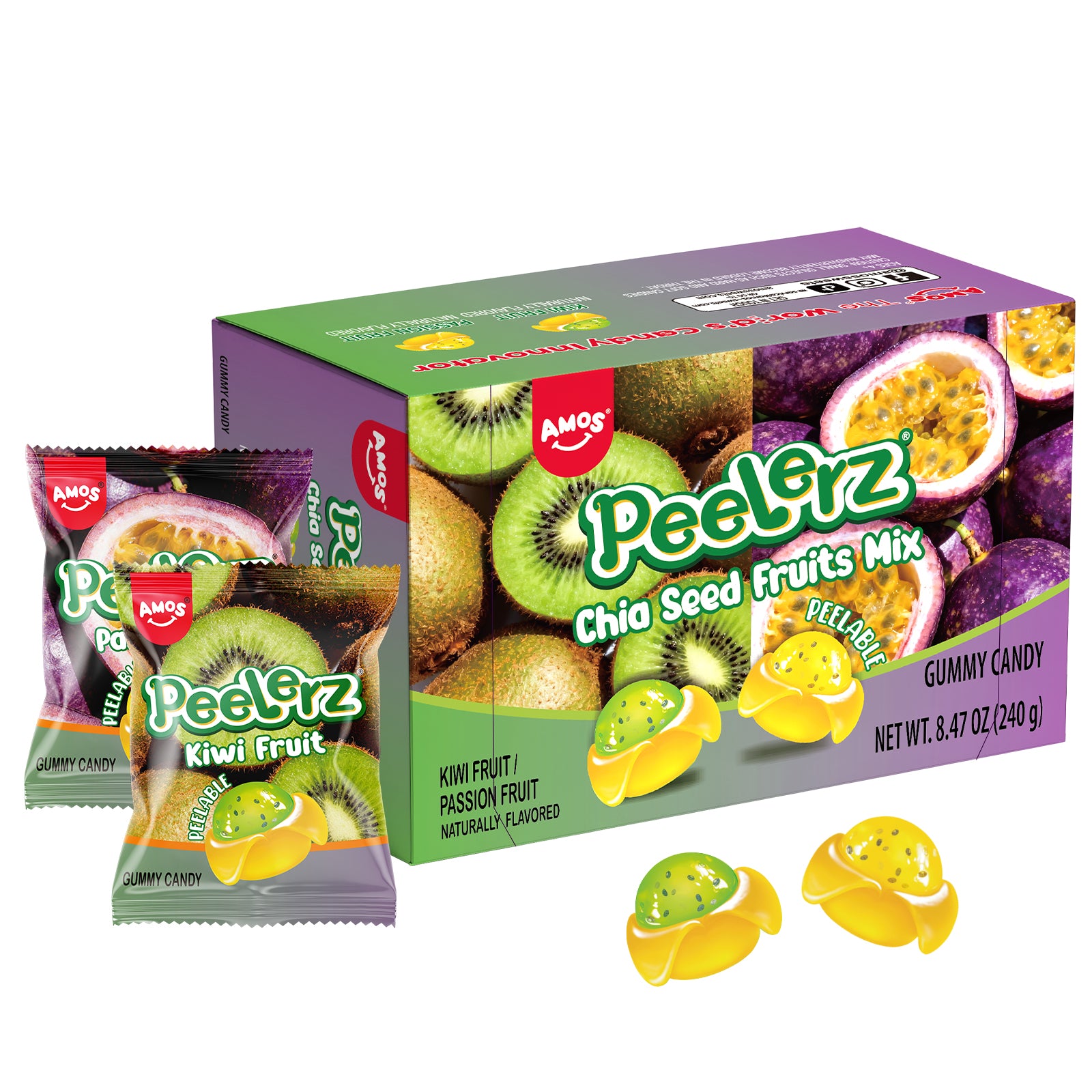 【新品未開封】SqueezersV1、 PeelersV3、EXOTICV2 Peelerz - Peelable Passion fruit & Kiwi Gummy Box - 8.47oz – Amos