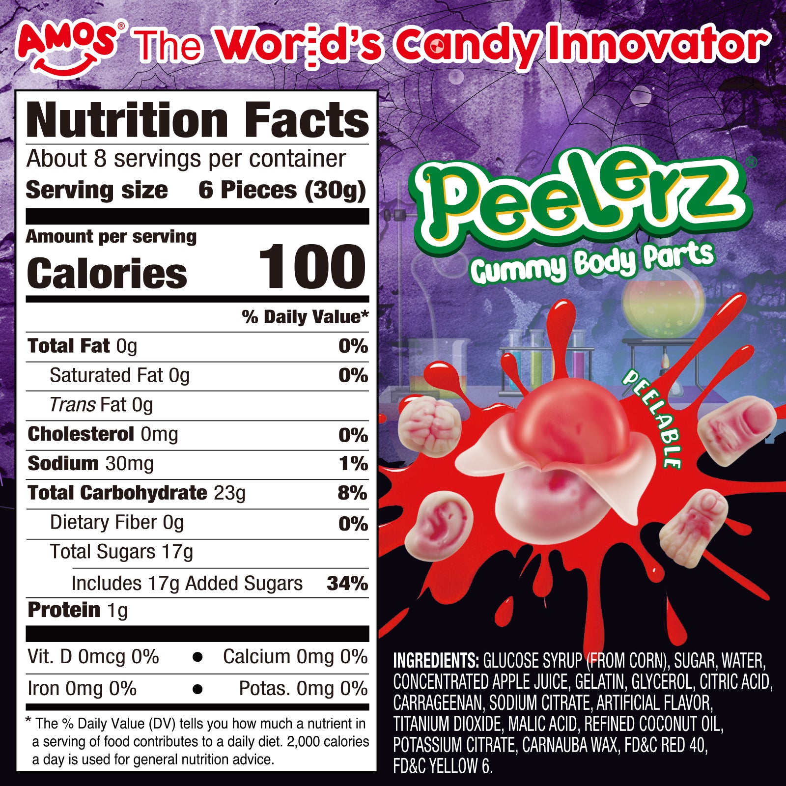 Peelerz - Bonbons pelables (nouveau mélange de saveurs - litchi + ananas + mangue) - 608 g 