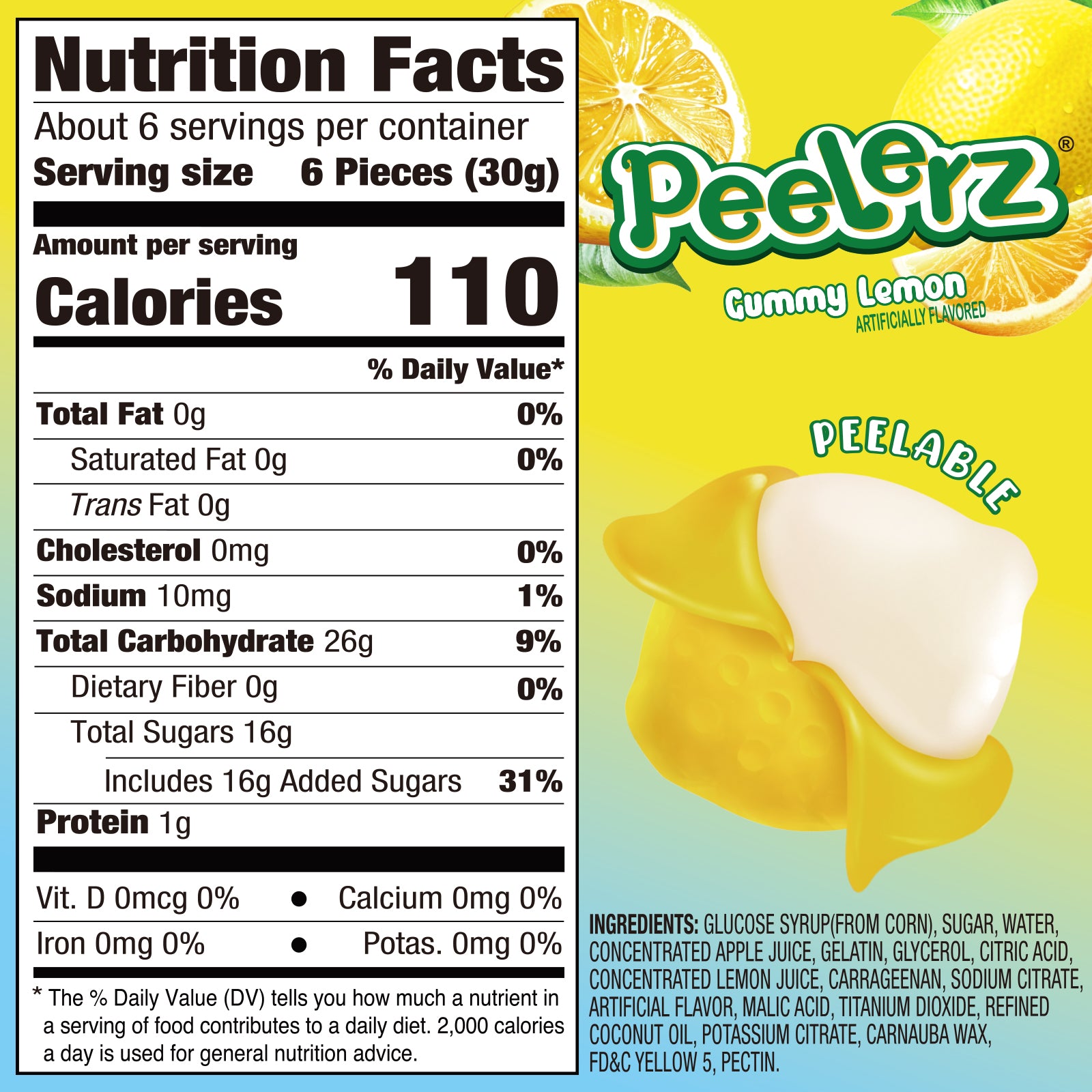 Peelerz - Peelable Gummy Lemon Flavor - 6oz