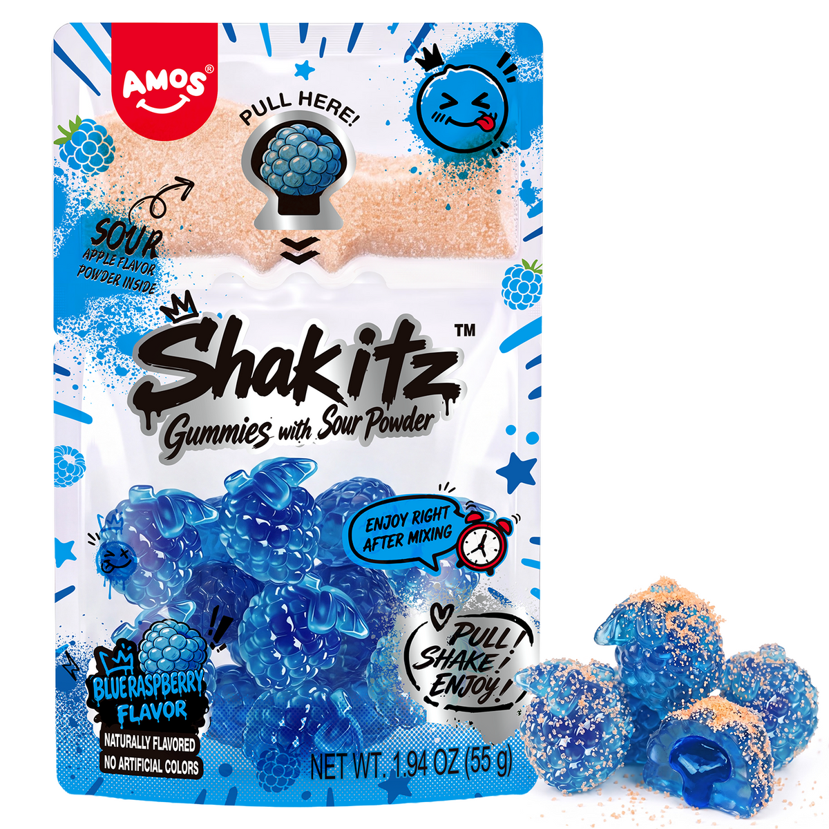 Shakitz - 4D Gummy with Sour Powder - 4D Blue Raspberry Gummy