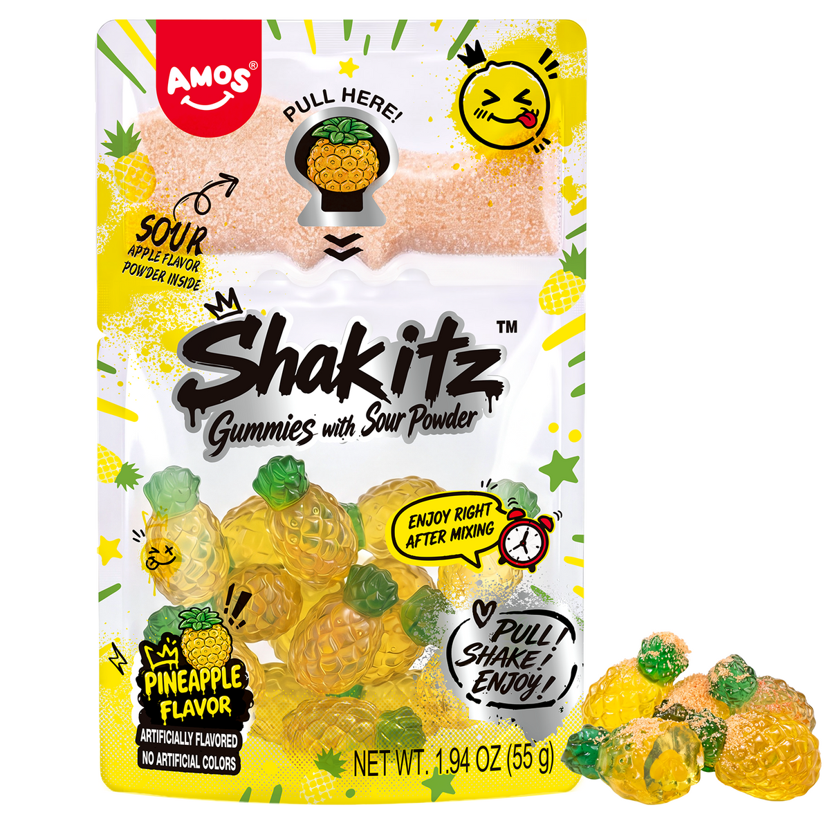 Shakitz - 4D Gummy with Sour Powder - 4D Pineapple Gummy
