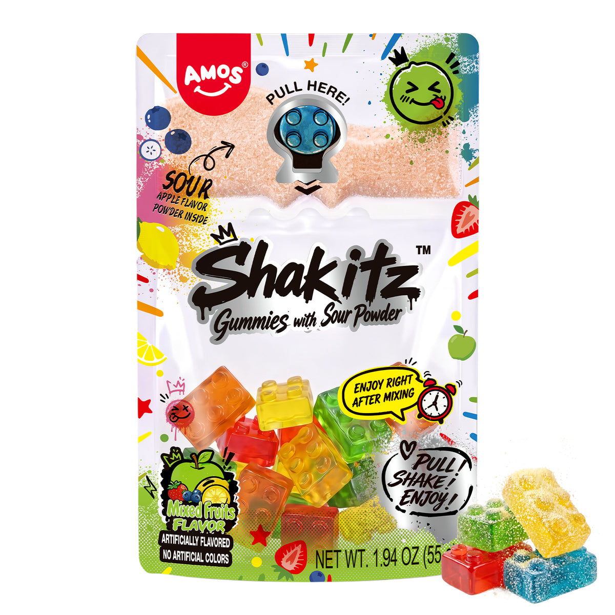 Shakitz - 4D Gummy with Sour Powder - Blocks Gummy