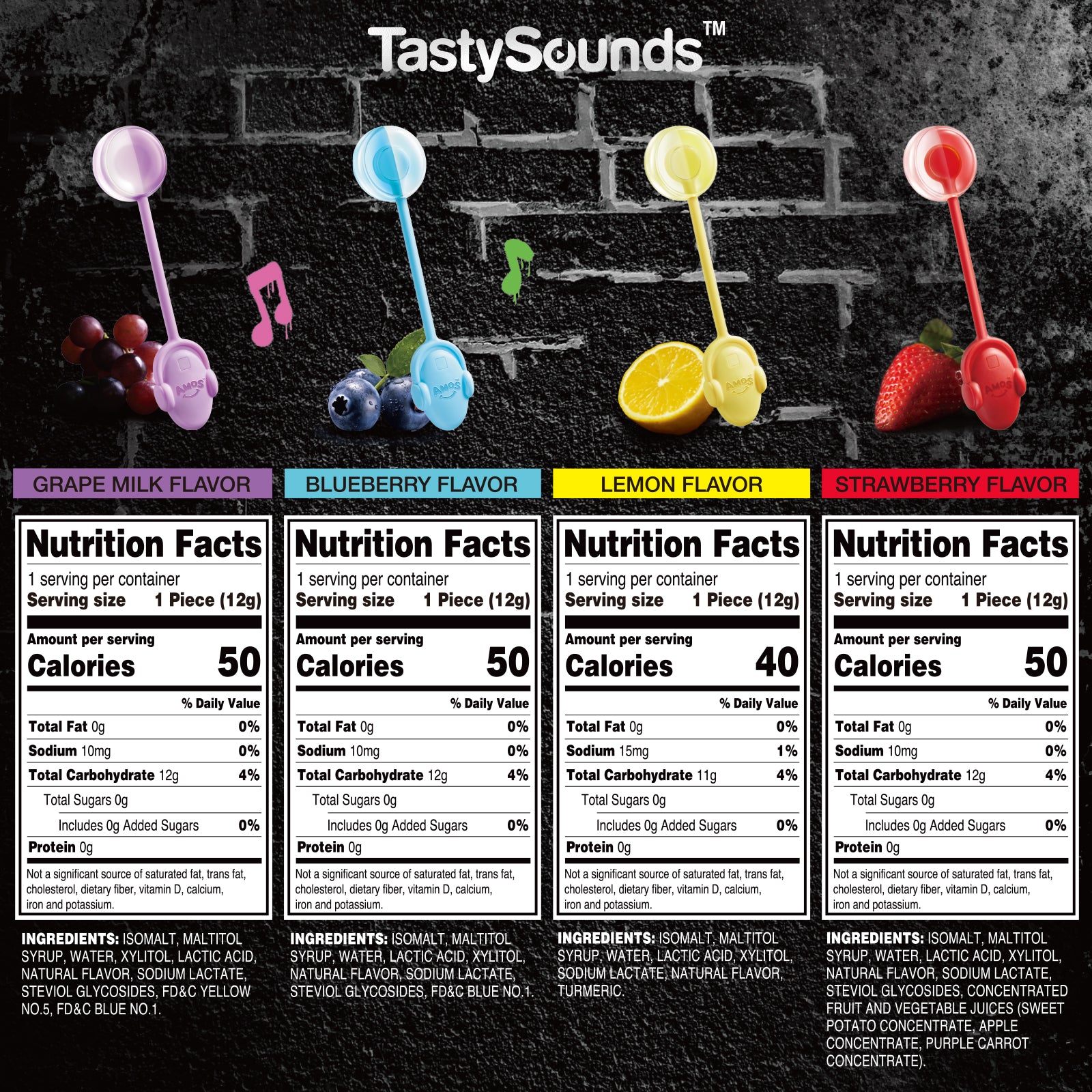 TastySounds - Hip Hop Music Lollipop 4 Flavor-Mix -Free shipping