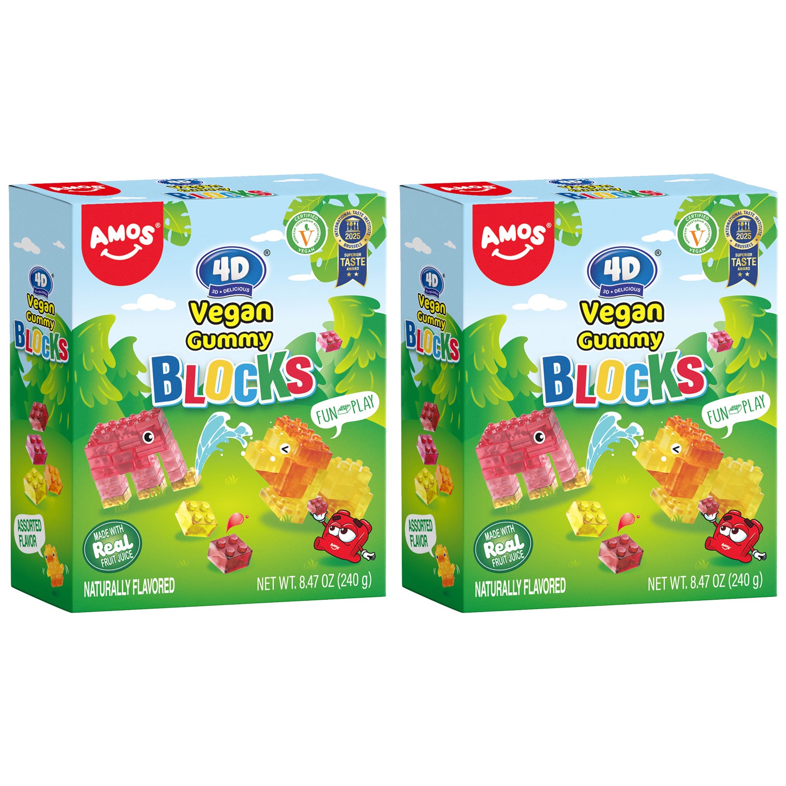 AMOS 4D Vegan Gummy Blocks Candy - 240g